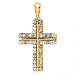 True Origin 14k 1 carat Lab Grown Diamond VS D E F Cross Pendant - PM-0060439E-4561