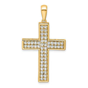 True Origin 14k 1 carat Lab Grown Diamond VS D E F Cross Pendant - PM-4D642730-7388
