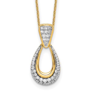 True Origin 14k 1/2 carat Lab Created Diamond VS DEF 18 inch Fancy Teardrop Necklace