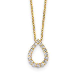 True Origin 14k 1/3 carat Lab Created Diamond VS DEF 18 inch Fancy Teardrop Necklace