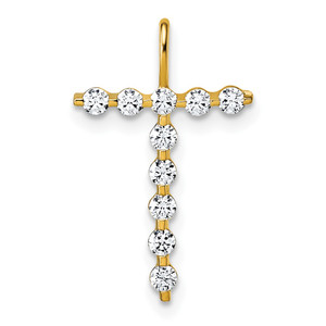 True Origin 14k 1/3 carat Lab Grown Diamond VS DEF Alphabet T Pendant