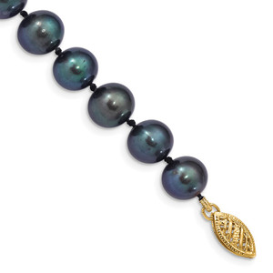 14k 8-9mm Black Near-Round Freshwater Cultured Pearl 7.5 inch Bracelet