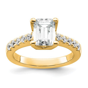 True Origin 14K 3/8 carat Lab Grown Diamond VS  D E F  Semi Mount Emerald Engagement Ring - RM-56BC61E4-5961