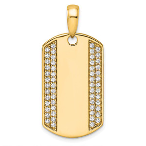 True Origin 14K Men's 3/4 carat Lab Grown Diamond VS  D E F Dog Tag Pendant