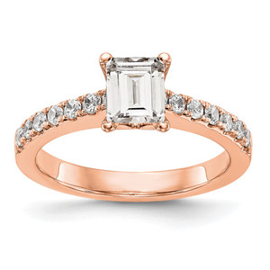 True Origin 14K Rose Gold 1/3 carat Lab Grown Diamond VS  D E F  Semi Mount Emerald Engagement Ring