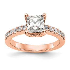 True Origin 14K Rose Gold 1/5 carat Lab Grown Diamond VS  D E F  Semi Mount Princess Engagement Ring
