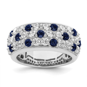 True Origin 14k White Gold 1 1/2 carat Lab Grown Diamond VS DEF and .85 carat Blue Sapphire Fashion Ring
