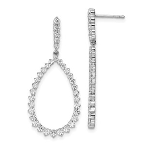 True Origin 14k White Gold 1 1/2 carat Lab Grown Diamond VS DEF Fancy Dangle Hoop Earrings