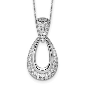 True Origin 14k White Gold 1 1/3 carat Lab Created Diamond VS DEF 18 inch Fancy Teardrop Necklace