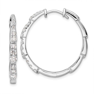 True Origin 14k White Gold 1 1/5 carat Lab Grown Diamond VS DEF Fancy Hoop Earrings
