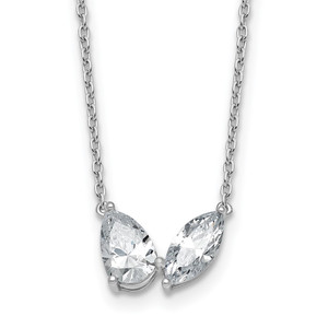 True Origin 14k White Gold 1 5/8 carat Lab Grown Diamond VS DEF 18 inch Two Stone Necklace