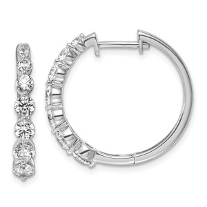 True Origin 14k White Gold 1 5/8 carat Lab Grown Diamond VS DEF Hinged Hoops