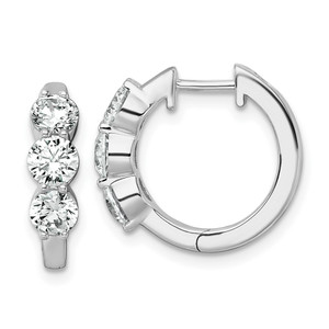 True Origin 14k White Gold 1 7/8 carat Lab Grown Diamond VS DEF Three Stone Hinged Hoops