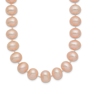 14k 8-9mm Pink Near-Round Freshwater Cultured Pearl 28 inch Necklace