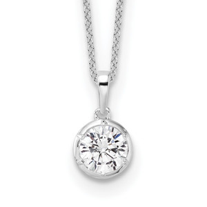True Origin 14k White Gold 1 carat Lab Grown Diamond VS DEF 18 inch Solitaire Pendant Necklace