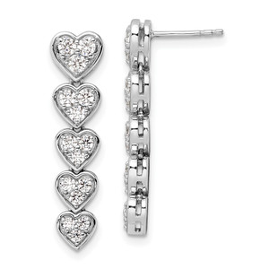 True Origin 14k White Gold 1 carat Lab Grown Diamond VS DEF Heart Dangle Post Earrings