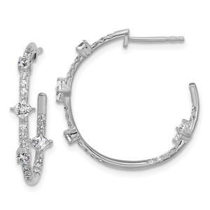 True Origin 14k White Gold 1 carat Lab Grown Diamond VS DEF J-Hoop Earrings