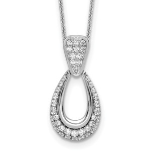 True Origin 14k White Gold 1/2 carat Lab Created Diamond VS DEF 18 inch Fancy Teardrop Necklace