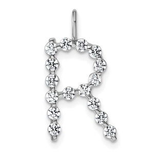 True Origin 14k White Gold 1/2 carat Lab Grown Diamond VS DEF Alphabet R Pendant