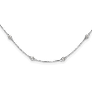 True Origin 14k White Gold 1/2 carat Lab Grown Diamond VS+ F+ Twenty Station 20 inch Necklace
