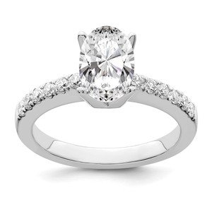True Origin 14K White Gold 1/3 carat Lab Grown Diamond VS  D E F  Semi Mount Oval Engagement Ring