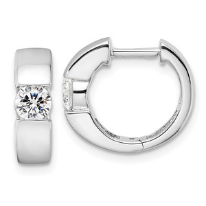 True Origin 14k White Gold 1/3 carat Lab Grown Diamond VS DEF Hinged Hoop Earrings - EM-2119AD6B-6601