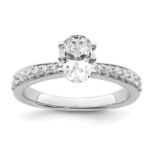 True Origin 14k White Gold 1/4 carat Lab Grown Diamond VS  D E F  Semi Mount Oval Engagement Ring - RM-630DF334-1606