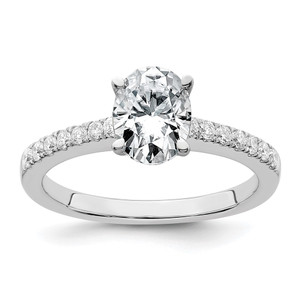 True Origin 14K White Gold 1/4 carat Lab Grown Diamond VS  D E F  Semi Mount Oval Engagement Ring - RM-7CFF8A51-9654