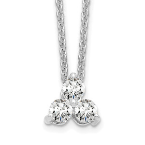 True Origin 14K White Gold 1/4 carat Lab Grown Diamond VS  D E F Three Stone 18 inch Necklace