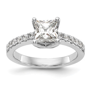 True Origin 14K White Gold 1/5 carat Lab Grown Diamond VS  D E F  Semi Mount Princess Engagement Ring