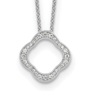True Origin 14k White Gold 1/6 carat Lab Grown Diamond VS DEF 18 inch Quatrefoil Floral Necklace