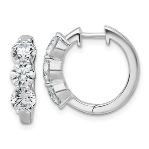 True Origin 14k White Gold 3 carat Lab Grown Diamond VS DEF Three Stone Hinged Hoops