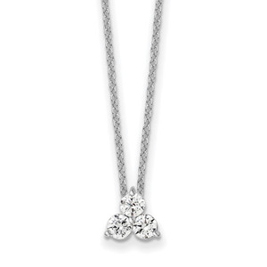 True Origin 14K White Gold 3/4 carat Lab Grown Diamond VS  D E F Three Stone 18 inch Necklace