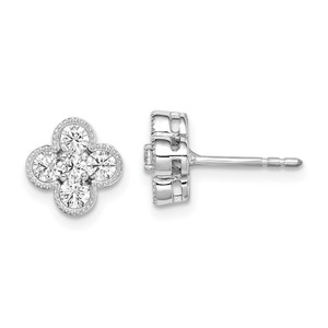 True Origin 14k White Gold 3/4 carat Lab Grown Diamond VS DEF Bloom Floral Post Earrings