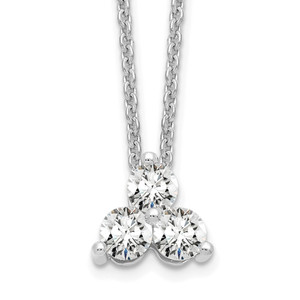 True Origin 14K White Gold 3/8 carat Lab Grown Diamond VS  D E F Three Stone 18 inch Necklace