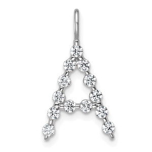 True Origin 14k White Gold 3/8 carat Lab Grown Diamond VS DEF Alphabet A Pendant