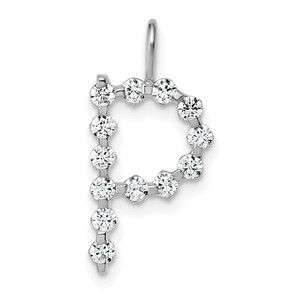 True Origin 14k White Gold 3/8 carat Lab Grown Diamond VS DEF Alphabet P Pendant