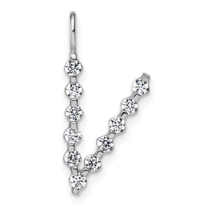 True Origin 14k White Gold 3/8 carat Lab Grown Diamond VS DEF Alphabet V Pendant