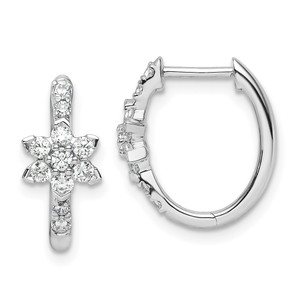 True Origin 14k White Gold 3/8 carat Lab Grown Diamond VS DEF Flower-shaped Hinged Hoop Earrings