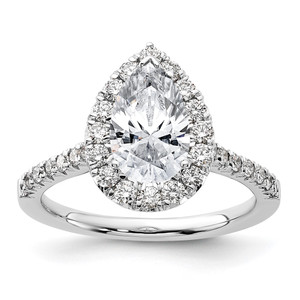 True Origin 14K White Gold 5/8 carat Lab Grown Diamond VS  D E F  Semi Mount Pear Halo Engagement Ring - RM-63763524-3826