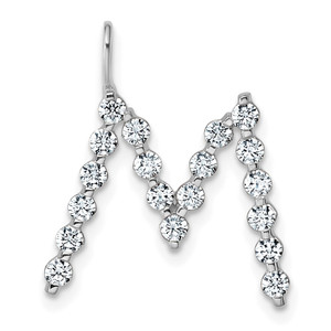 True Origin 14k White Gold 5/8 carat Lab Grown Diamond VS DEF Alphabet M Pendant