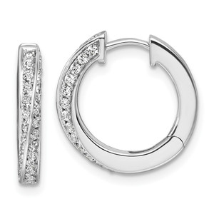 True Origin 14k White Gold 5/8 carat Lab Grown Diamond VS DEF Twisted Hinged Hoop Earrings