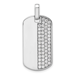 True Origin 14K White Gold Men's 1 carat Lab Grown Diamond VS D E F  Dog Tag Pendant - PM-836B9C2B-8152