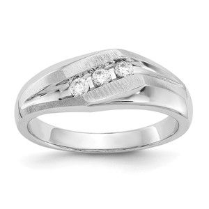 True Origin 14K White Gold Men's 1/5 carat Lab Grown Diamond VS  D E F  Brushed and Polished Band