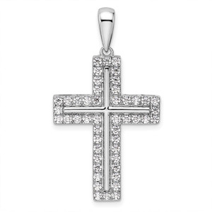 True Origin White Gold 14k 1 carat Lab Grown Diamond VS D E F Cross Pendant - PM-AFB2C079-4449