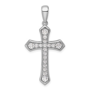 True Origin White Gold 14k 3/4 carat Lab Grown Diamond VS D E F Cross Pendant - PM-3ACAB876-8861