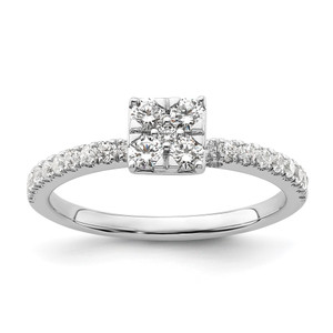Two Promises 14k White Gold 1/2 carat Lab Grown Diamond VS/SI+ G+ Complete Cluster Engagement Ring