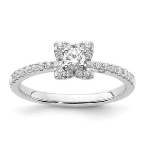 Two Promises 14k White Gold 3/8 carat Lab Grown Diamond VS/SI+ G+ Complete Halo Engagement Ring