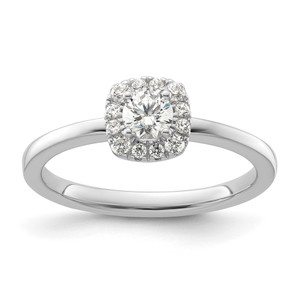 Two Promises 14k White Gold 3/8 carat Lab Grown Diamond VS/SI+ G+ Complete Petite Halo Engagement Ring