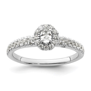 Two Promises 14k White Gold 5/8 carat Lab Grown Diamond VS/SI+ G+ Complete Petite Halo Engagement Ring